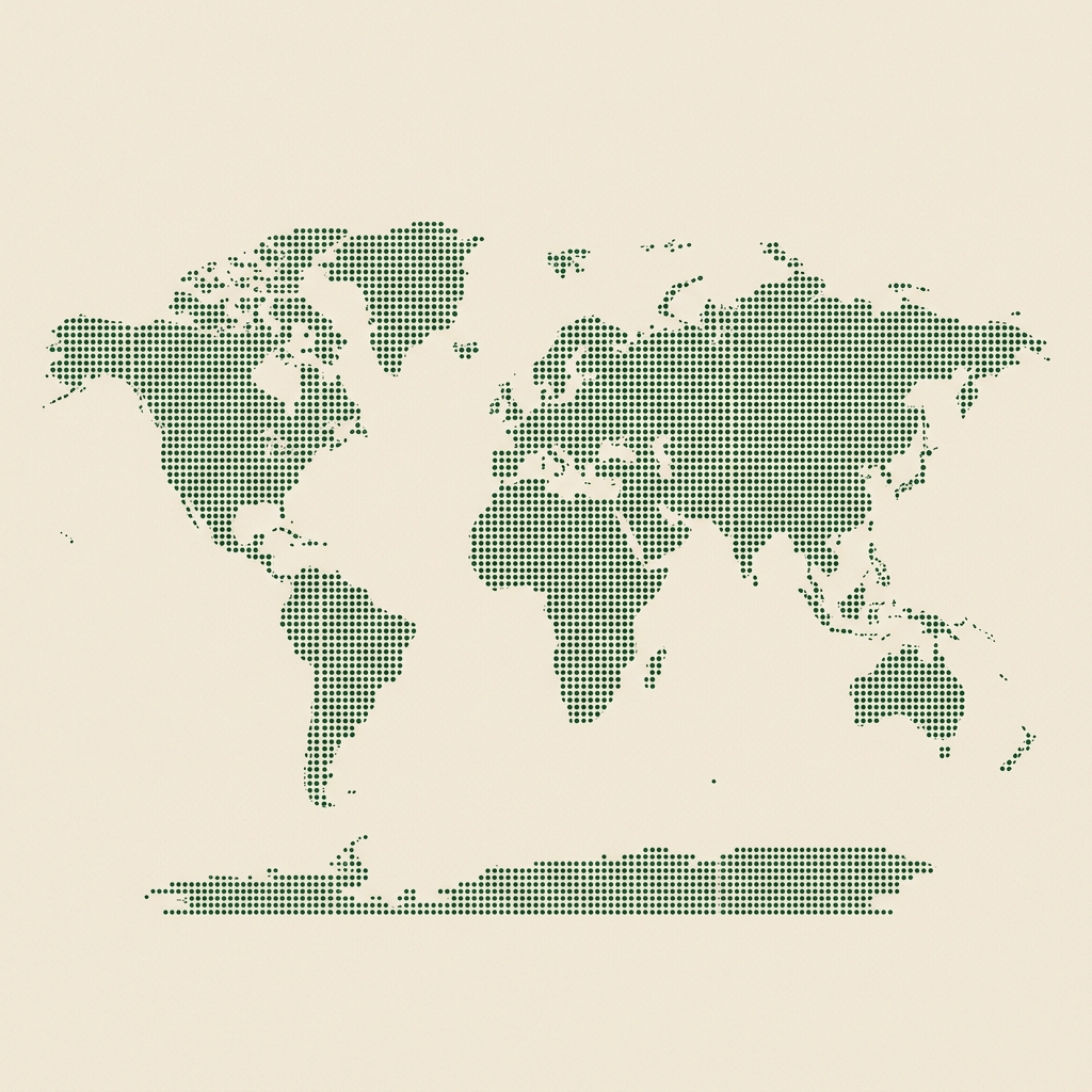 Dotted world map showing GOOBA export destinations